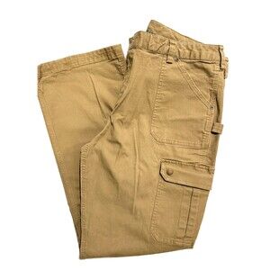 Duluth Trading Cargo Work Pants Curvesetter Khaki Tan Utility Canvas SZ 18 x 33
